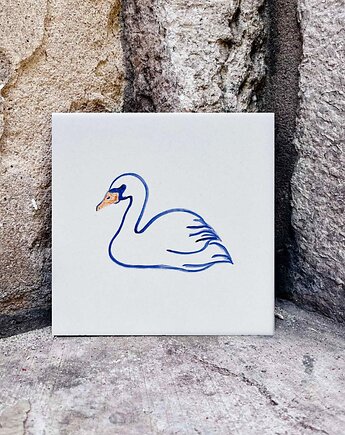 Łabędź namalowany na kafelku, AZUL kafelki