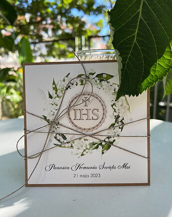 Najpiękniejsze oryginalne rustykalne zaproszenia na komunię - komunijne ręczn, sorte