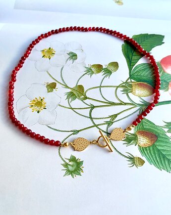 Wyprzedaż! Truskawki i kwarc- Naszyjnik- Truskawki, BOSKE