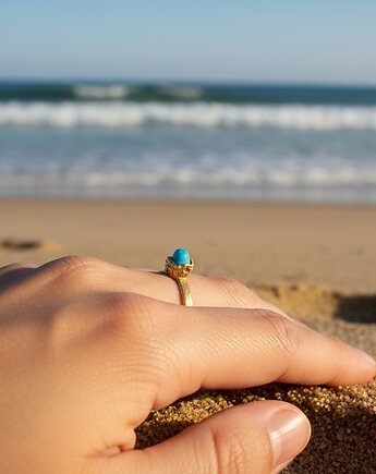 Pierścionek z Niebieskim Opalem, TulipBIJOU