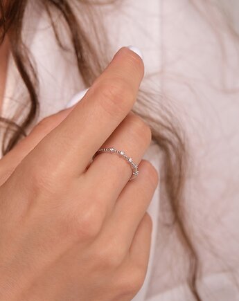 Pierścionek/obrączka roz. 14 cyrkonie- srebro 925, Coccola JEWELLERY
