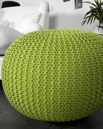 Pufa, podnóżek Ball,limonka, dziergana,knit 50cm, Home Design