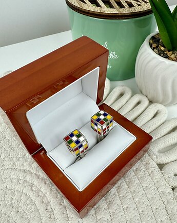 Spinki do mankietów Rubik's Cube - Stylowy Dodatek, AKADEMIA STYLU