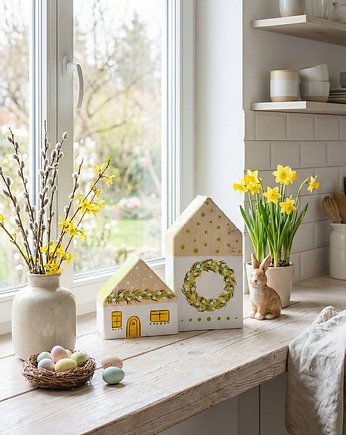 Zestaw drewnianych domków (Wiosenne, WIelkanocne), Panda Design
