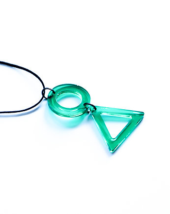 Zielony geometryczny wisiorek koło i trójkąt z żywicy epoksydowej 4,7 cm, Akrylove art