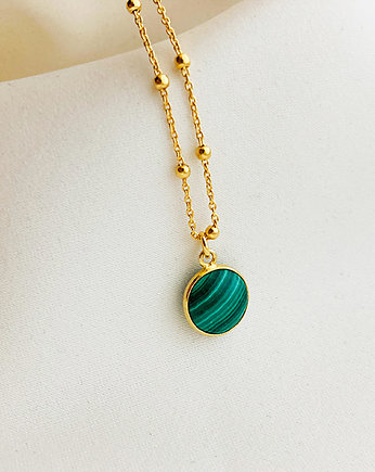 Naszyjnik MALACHIT , zielony minerał, Anemon Atelier