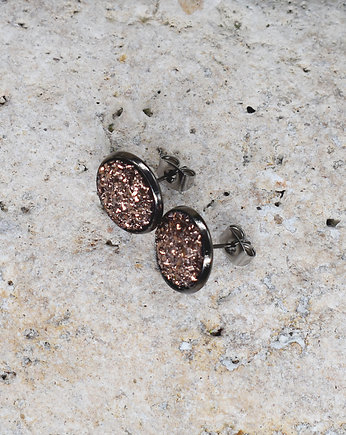 Stalowe kolczyki wkrętki z druzami boho, Spirit Of Copper