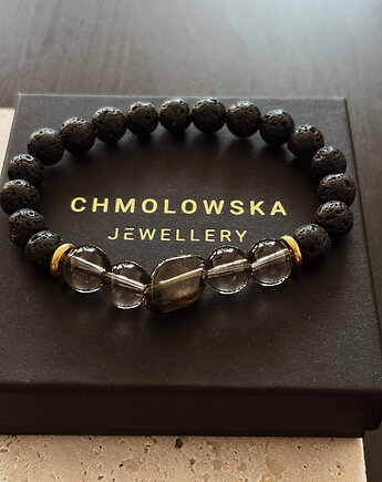 Bransoletka męska Kwarc Dymny, Chmolowska Jewellery