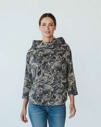 Bluzka jersey Nijama w wzór fantasy z tygrysami, rozmiar M, Auri Lili