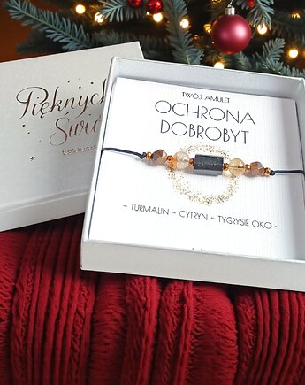 Amulet - OCHRONA i DOBROBYT - świąteczne pudełko - TURMALIN, cytryn, kaktusia