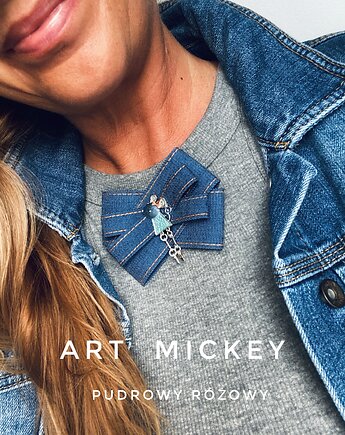 Brosza  z Myszką w stylu  Art Mickey New, Pudrowy Różowy