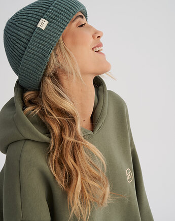 Krótka czapka prążkowana zielona, HARP TEAM