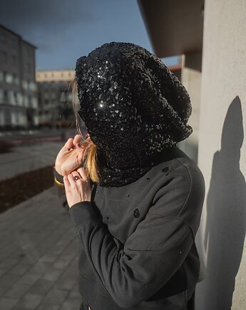 Tulik/kaptur czarny cekin, Marczi