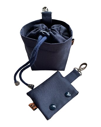 Saszetka na przysmaki i etui na woreczki na odchody Granatowe gładkie, Psia szafa