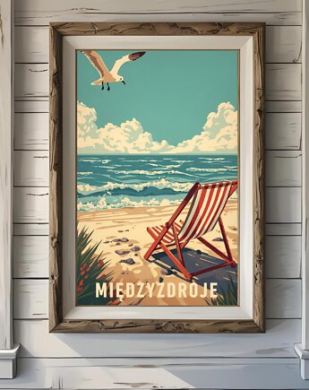PLAKAT Międzyzdroje MORZE Bałtyckie, Bałtyk ilustracja retro, black dot studio