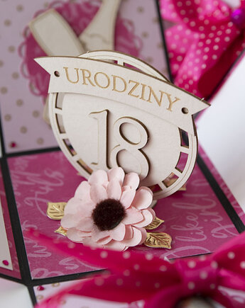 18 urodziny, exploding box, kartka 3d osiemnastka, Papiernik