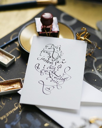 Kartka artystyczna kaligrafowana ręcznie atramentem Miłego Dnia, Annagrafia