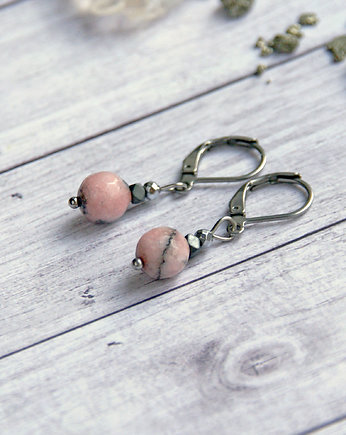 Jadeit, stal szlachetna - kolczyki, kaktusia