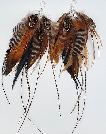 Kolczyki z piór ŻYWIOŁ ZIEMI, Lilarose Handmade