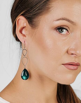Długie kolczyki w perłowym odcieniu szmaragdu Ebru e48/1, Artseko