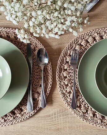 Owalne podkładki na stół ze sznurka - biszkoptowe, Damariz