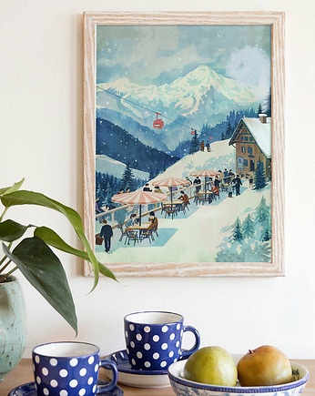 Plakat Schronisko w górach - zima, minimalmill