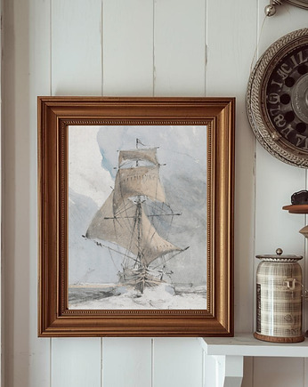 PLAKAT statek, krajobraz morze, pejzaż morski, black dot studio