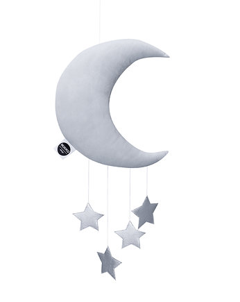 Szary księżyc dla niemowlaka, mobil Velvet, OKAZJE - Prezent na Baby shower