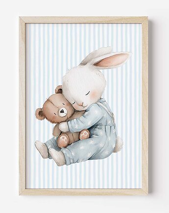 Plakat Na Ścianę Dla Chłopca Niebieskie króliczki nr. 5, Dekoracjan
