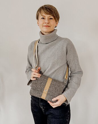 Marmollada - filcowa listonoszka SZAROBRĄZOWA + piaskowy, marmollada