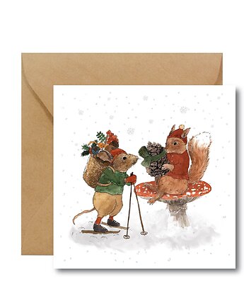 LEŚNE ZBIORY kartka świąteczna, HI LITTLE