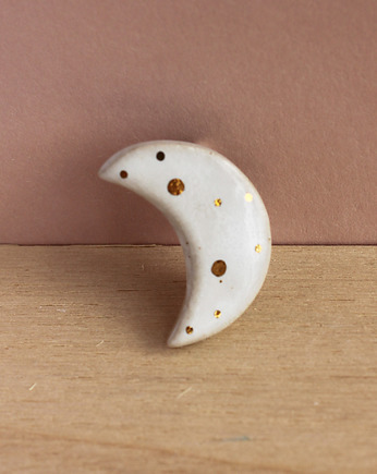 Ceramiczna broszka Księżyc biały w kropeczki, ELEMTHEBRAND