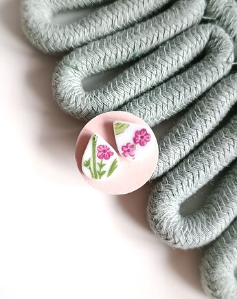 Kolczyki ceramiczne w kwiaty, biżuteria z talerzy