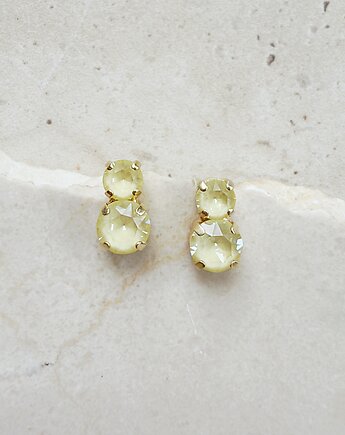 Drobne Pastelowe kolczyki pozłacane PRETTY Soft Yellow Ignite, White Jasmine