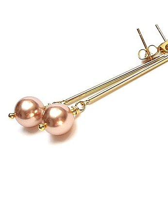 Kolczyki pozłacane Stick /champagne pearls/  alloys collection, KiKa pracownia