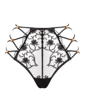 Wysokie koronkowe figi Black Moon, WHITE RVBBIT