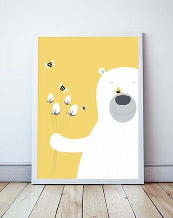 Miś plakat dla dzieci, Bee Happy, Wallie Studio Dekoracji