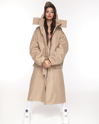 Parka Longline Hoodie Oversize mocca ocieplana, REST Factory