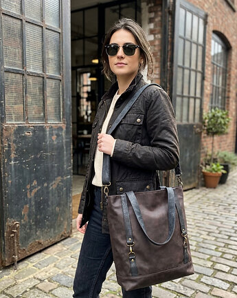 Torba tote XXL - c.brąz, PRACOWNIA 166
