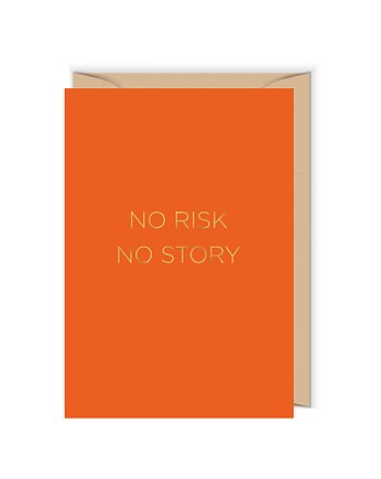Mini kartka ze złotym napisem No risk no story, OKAZJE - Prezent na Komunie