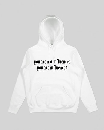 Not Influencer White Hoodie, Back to Black