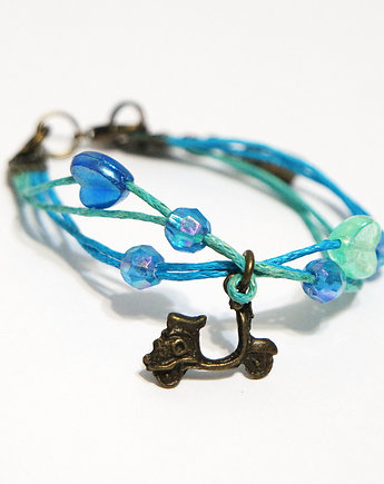 Bransoletka - Skuter - sznureczki, niebieska, yenoo