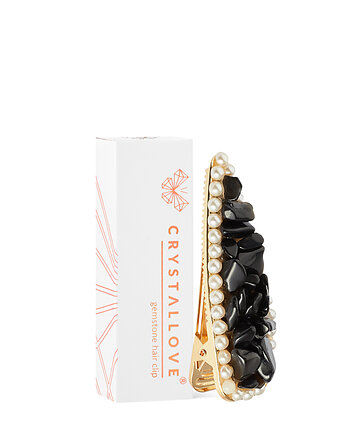 CRYSTALLOVE Spinka do włosów z czarnym obsydianem, CRYSTALLOVE