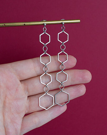 Długie stalowe kolczyki heksagony, AT NOON