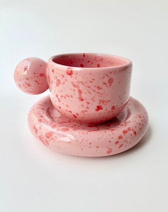 Filiżanka Pink and red /150ml/ +spodek. Z serii Good Vibes CCLTV, Handverk