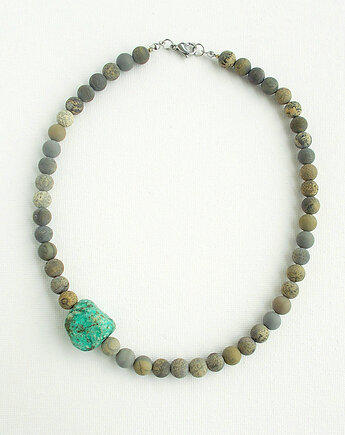 Surowy Turkus i antyczny Jaspis Naszyjnik z detalem, galeria nuit
