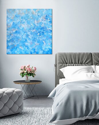 Błękitny obraz abstrakcyjny "Dreaming" 70x70 cm, AnnSayuri ART