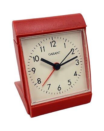 Vintage budzik GARANT NRD / GDR  lata 70. mechaniczny czerwony  retro design, Good Old Things