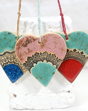 Dekoracje choinkowe serca - ozdoby ceramiczne, 10FingersArt