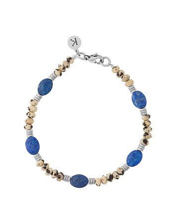 Bransoletka Lapis Lazuli x Kamień Dalmatyński - -srebrne hematyty - Srebrna s, Kulka Bransoletki
